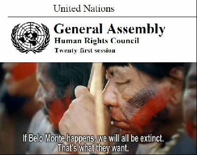 Nations Unies, Conseil des Droits de l'Homme : droits des peuples autochtones et grands barrages – le cas du Brésil