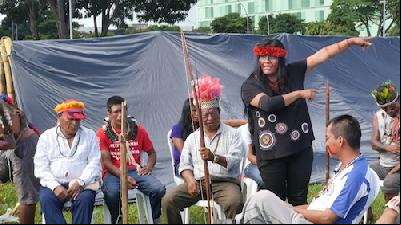 Portrait of Valdelice Veron, spokesperson of the Guarani-Kaiowá people in Brazil